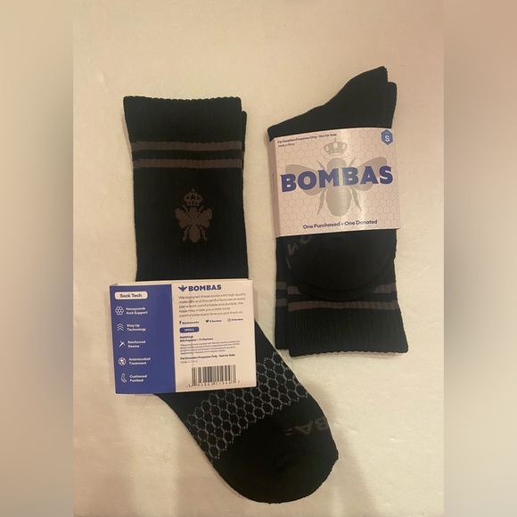Bombas 2 Pairs Unisex Black Socks Size Small - Picture 1 of 8